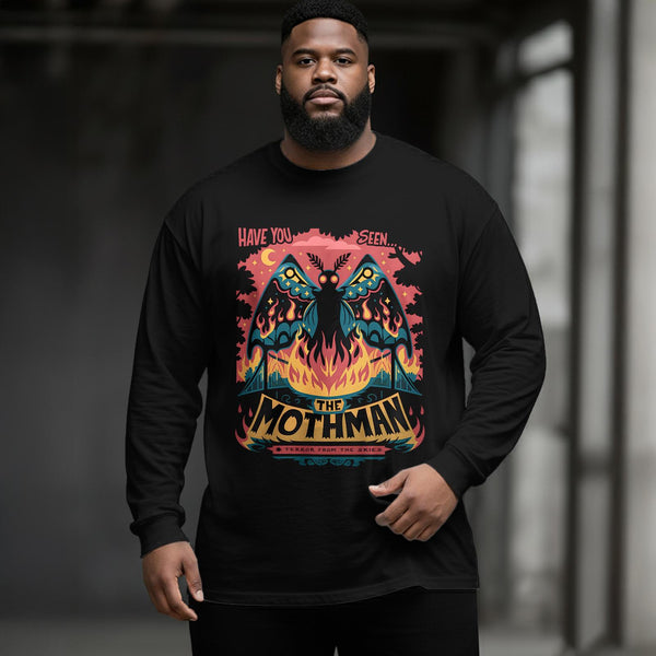 Plus Size Men's Mystery Man Long Sleeve Round Neck Top