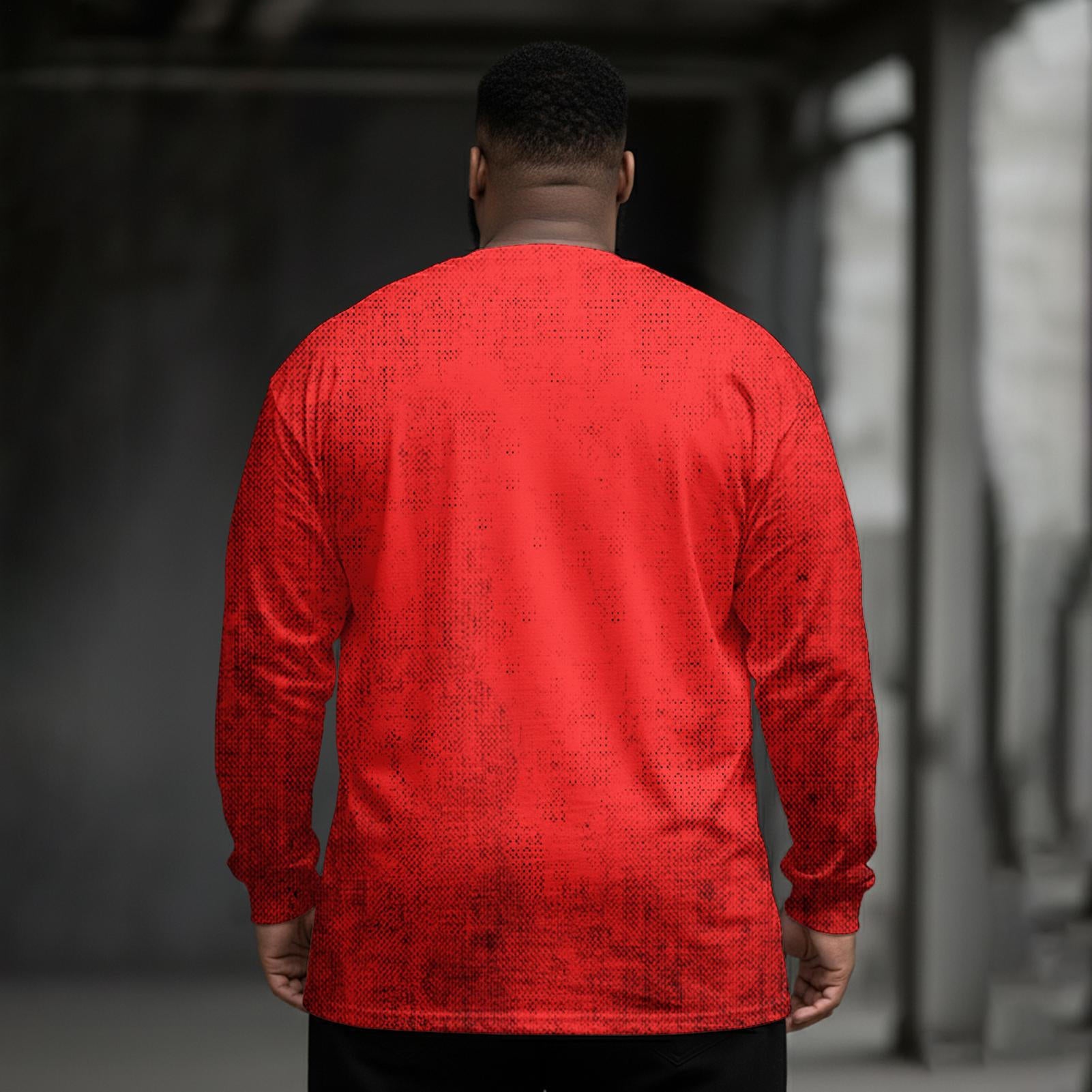 Plus Size Men's Gothic Dark Skull Long Sleeve Round Neck Top