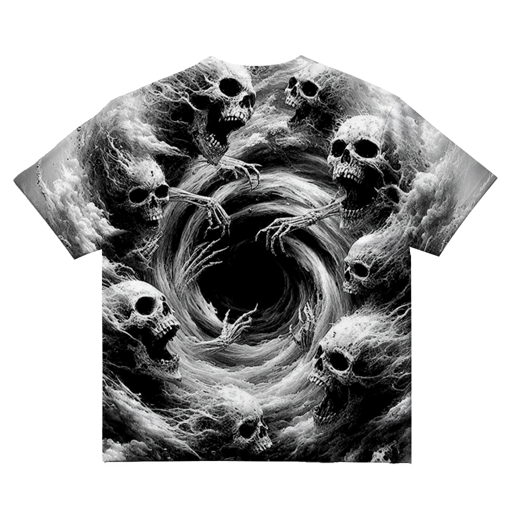Men's Dark Horror Skull Storm Plus Size Short Sleeve Round Neck T-Shirt