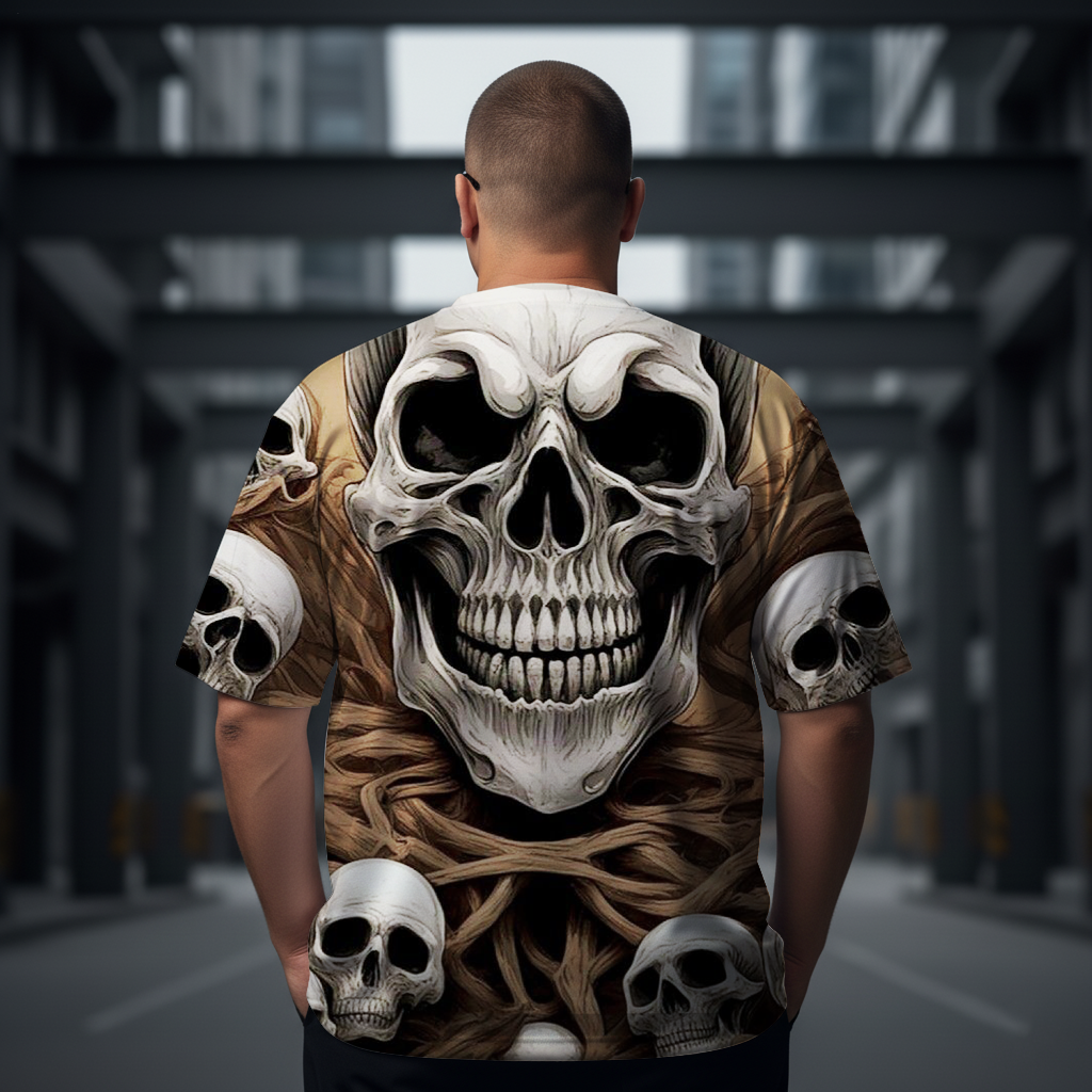 Men's Dark Horror Skull Plus Size Short Sleeve Round Neck T-Shirt