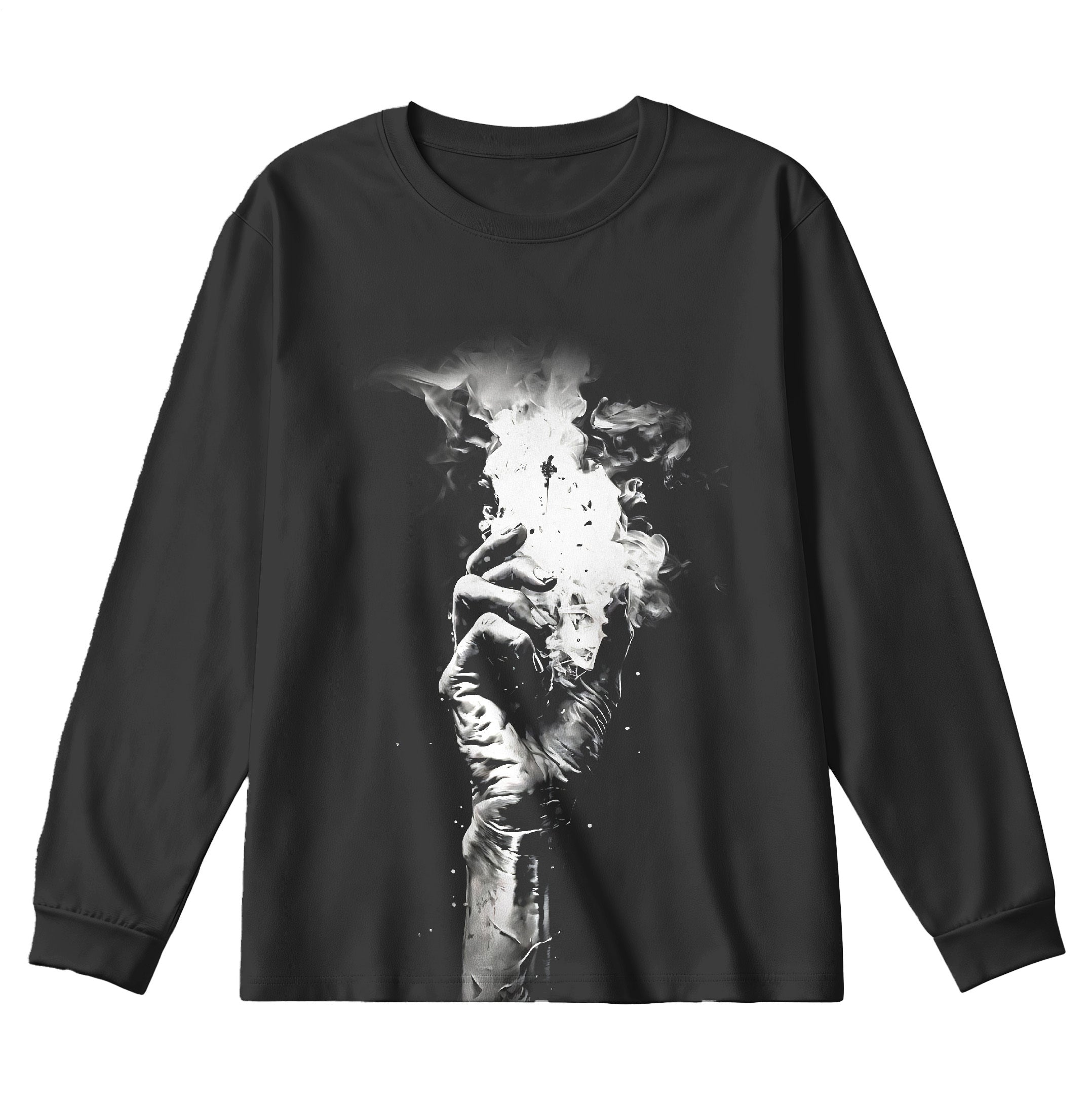 Dark Abstract Art Plus Size Men's Long Sleeve Round Neck Top