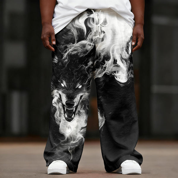 Large Size Men's Wild Gray Wolf Casual Pants
