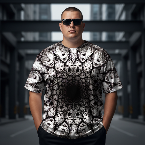 Men's Gothic Skull Plus Size Short Sleeve Round Neck T-Shirt