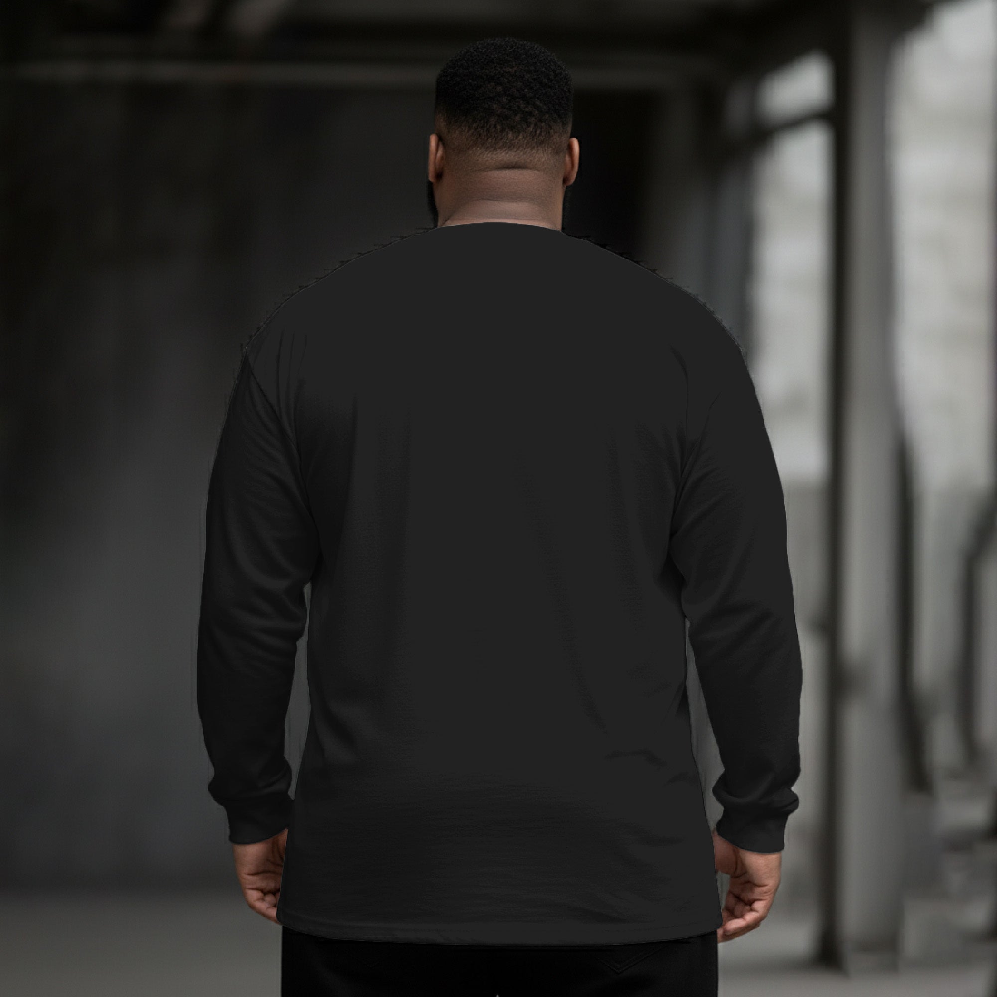 Dark Abstract Art Plus Size Men's Long Sleeve Round Neck Top