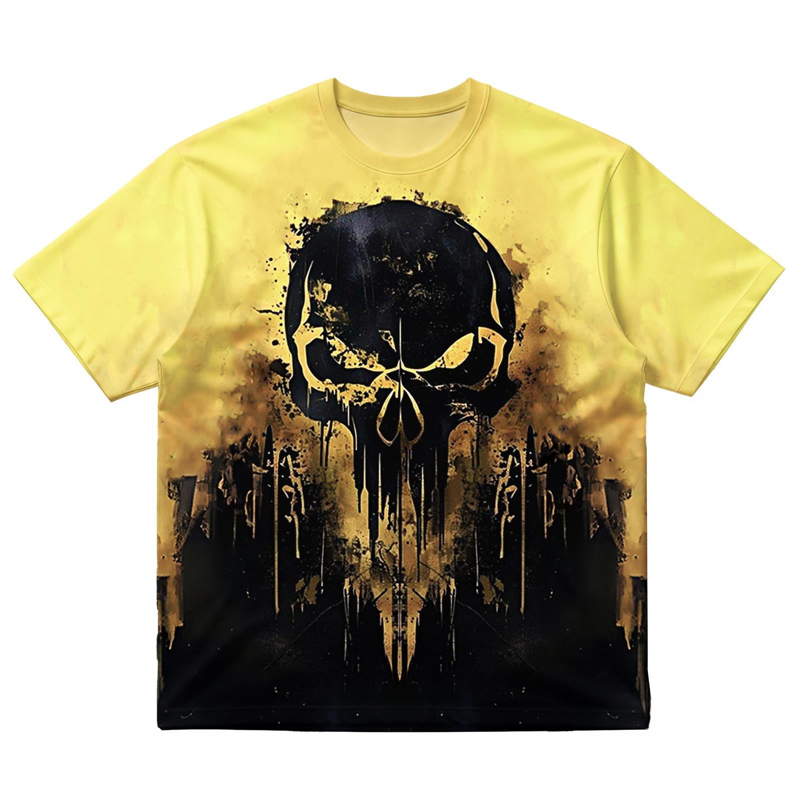 Men's Punk Skull Plus Size Short Sleeve Round Neck T-Shirt