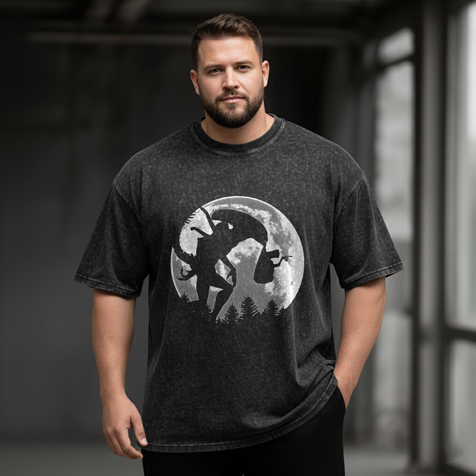 Dark Alien Species Large Size Washed Cotton Short Sleeves