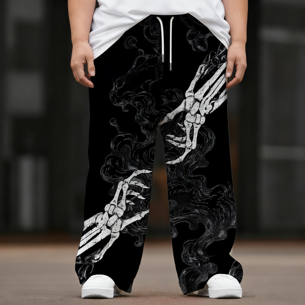 Interesting Dark Skull Art Large Size Men's Casual Pants