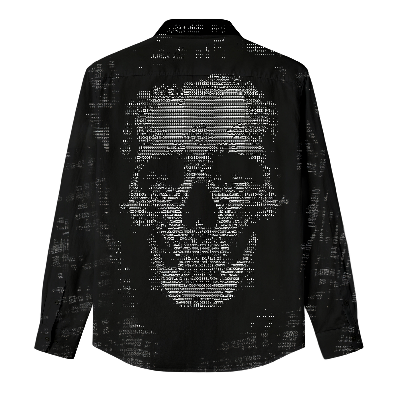 Men's Dark Digital Skull Long-Sleeve Shirt