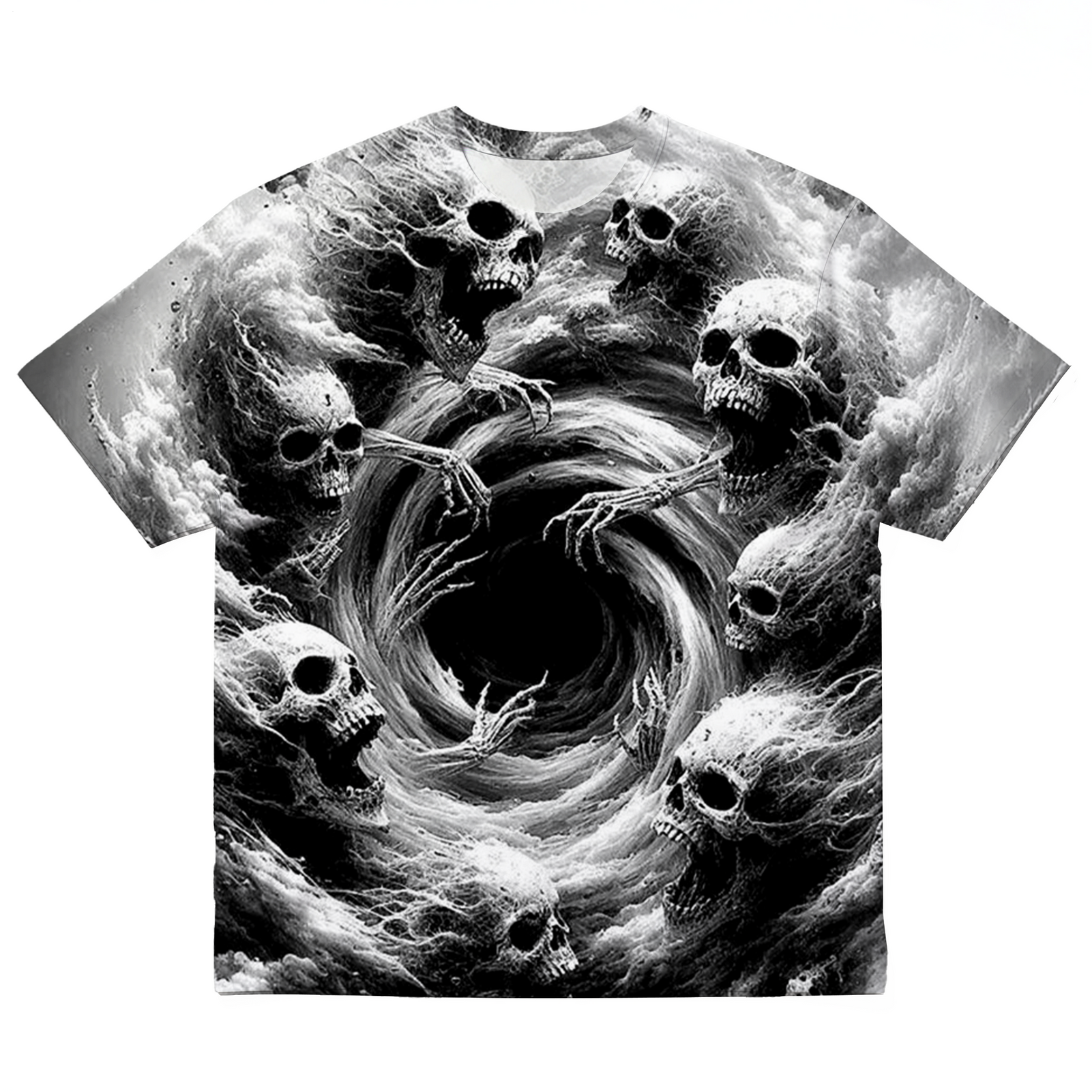 Men's Dark Horror Skull Storm Plus Size Short Sleeve Round Neck T-Shirt