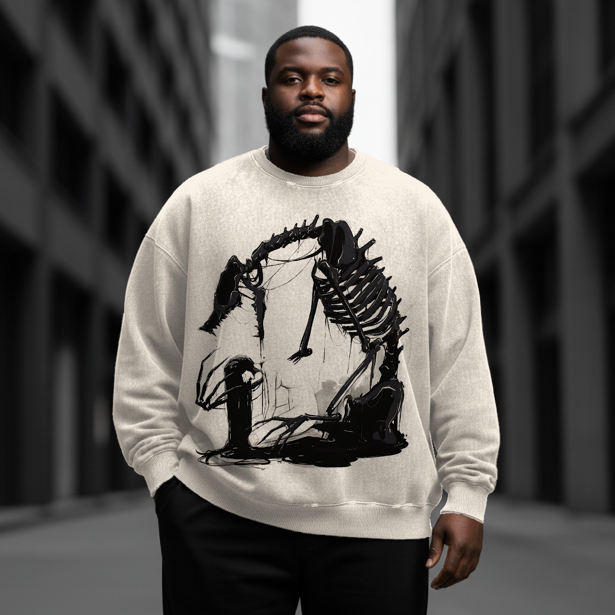 Giant Bones and Girls Washed Round Neck Sweatshirt