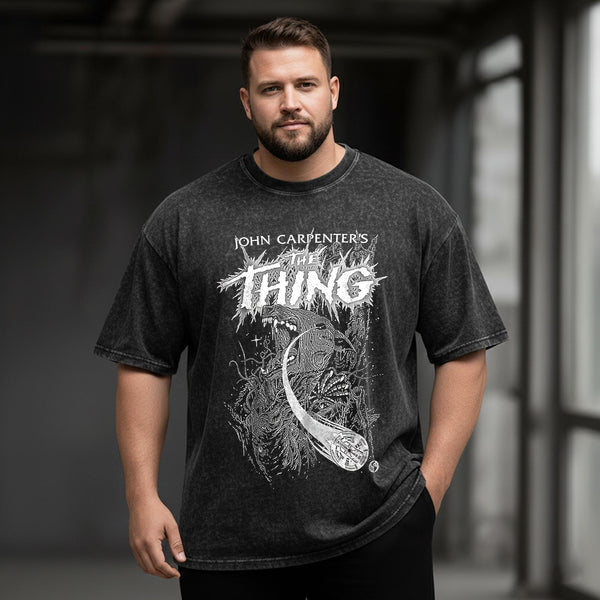 Gothic Alien Large Size Washed Cotton Short Sleeves