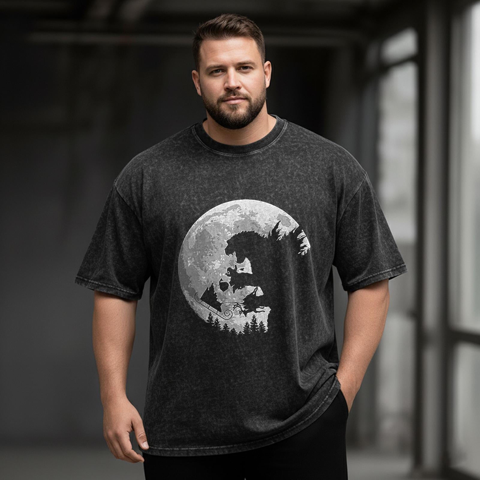 Dark Monster Christmas Large Size Washed Cotton Short Sleeves