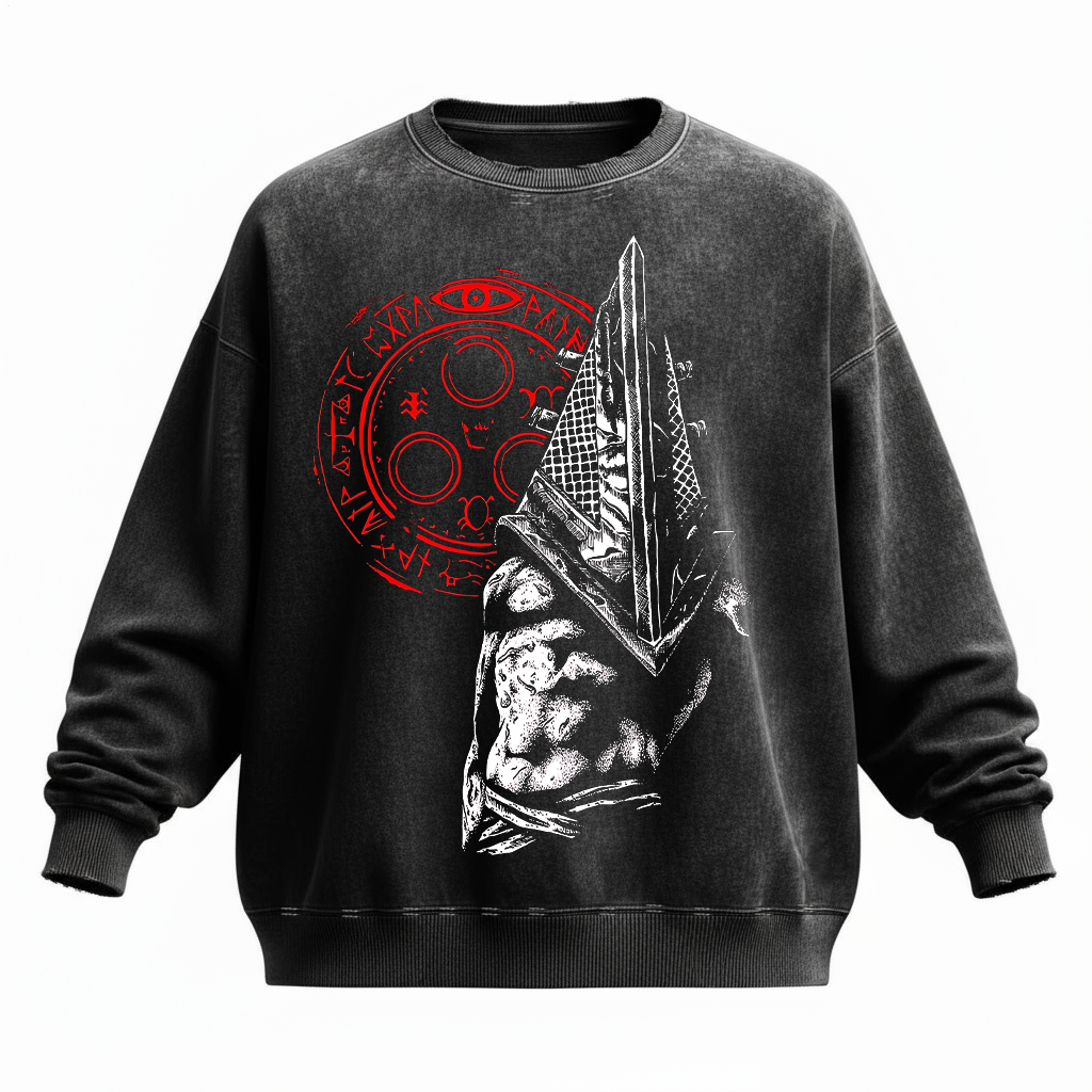 Silent Hill 350g Washed Round Neck Sweatshirt