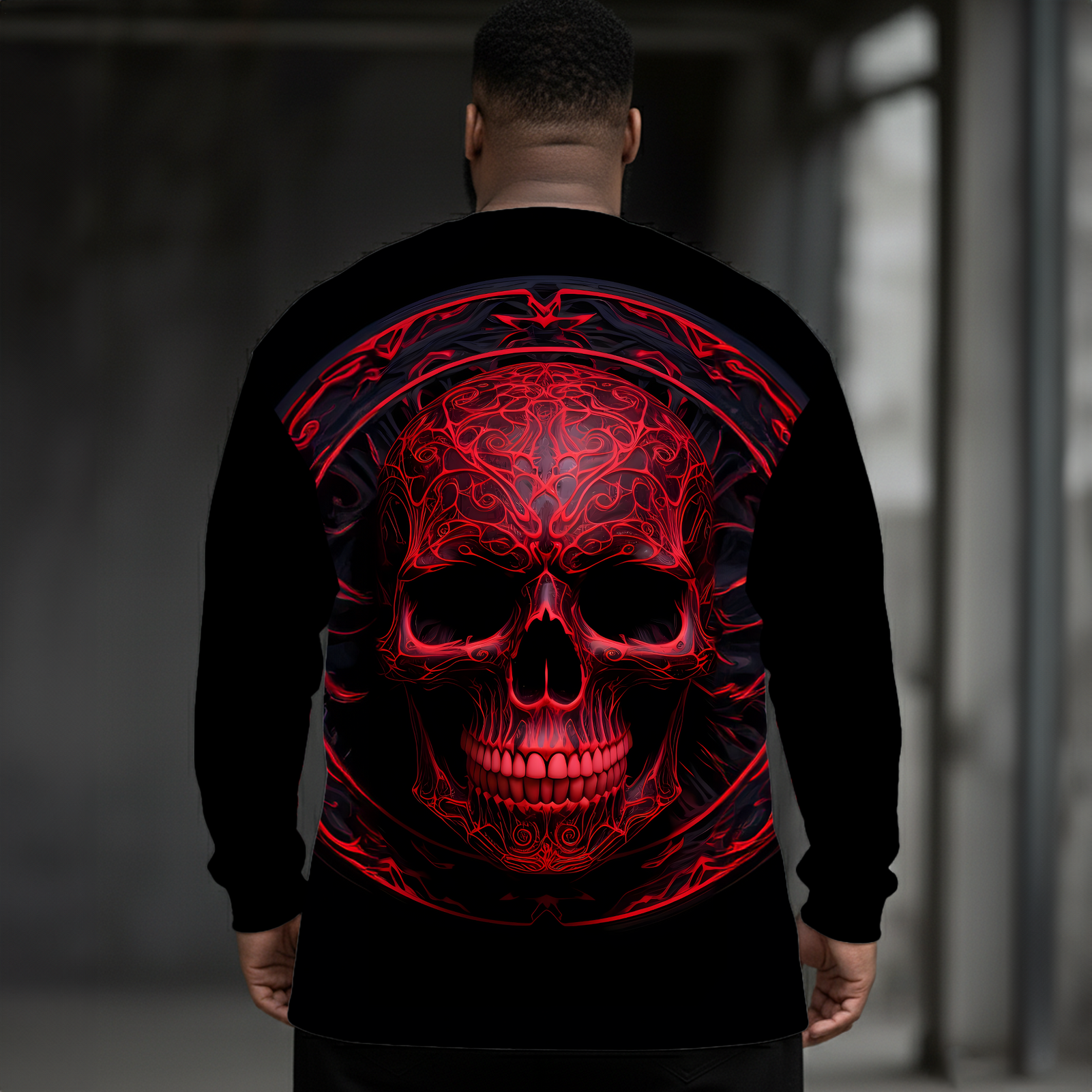 Plus Size Men's Long Sleeve Round Neck Top