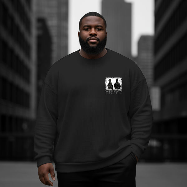 Dark Abstract Funeral Plus Size Men's Long Sleeve Round Neck Top
