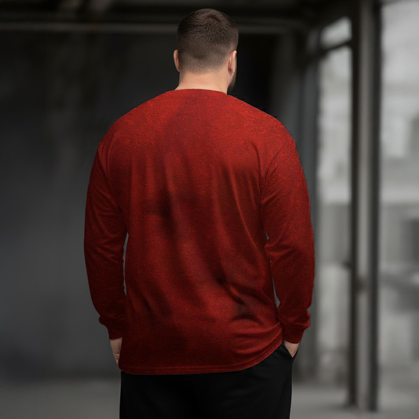 Plus Size Men's Dark Red Gothic Scorpion Long Sleeve Round Neck Top