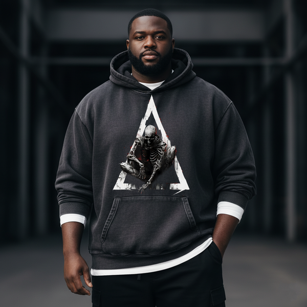 Dark Skull Art 350g Washed Hooded Sweatshirt