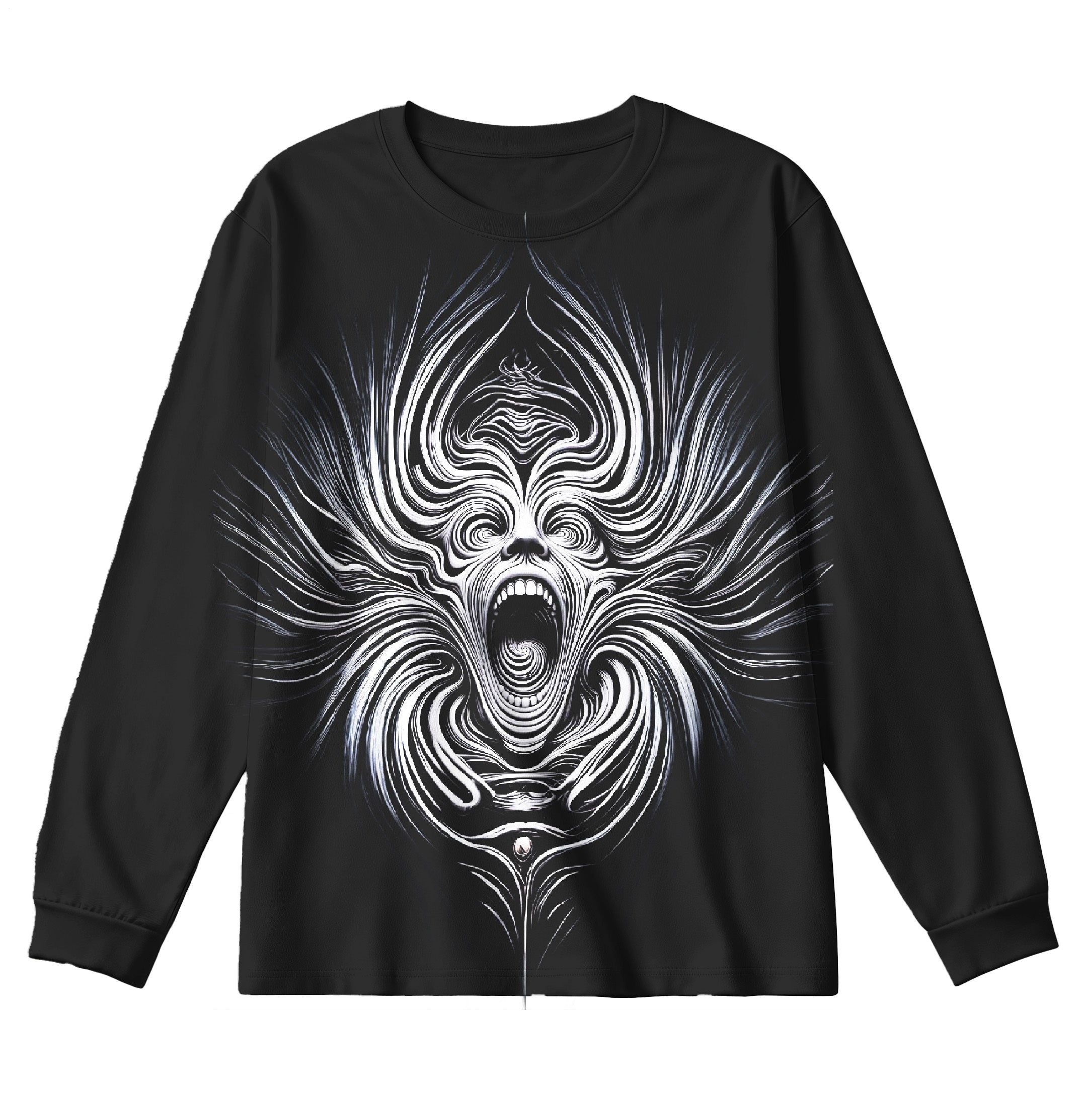 Scream Relief Art Plus Size Men's Long Sleeve Round Neck Top