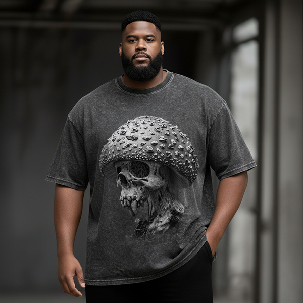 Dark Skull Art Large Size Washed Cotton Short Sleeves