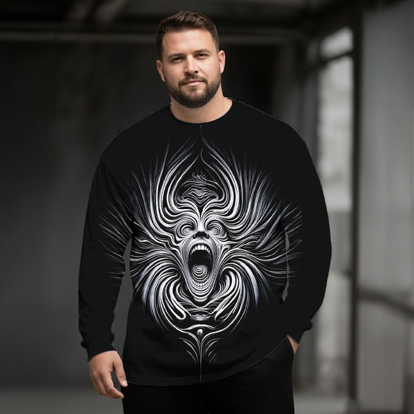Scream Relief Art Plus Size Men's Long Sleeve Round Neck Top