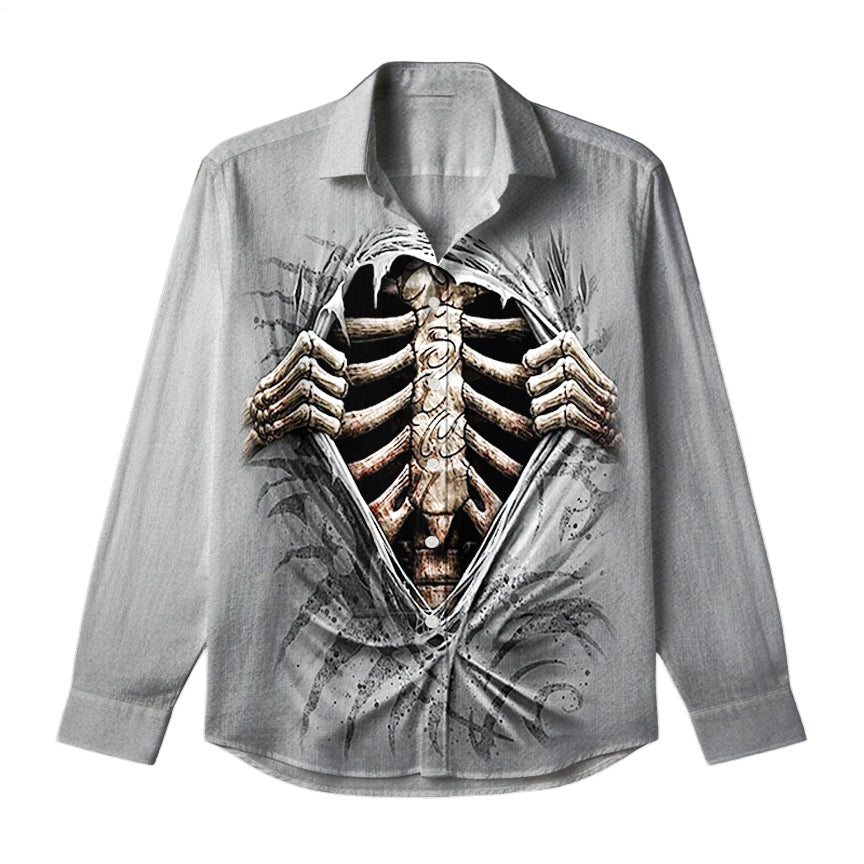 Men's Gothic 3D Skeleton Long-Sleeve Shirt
