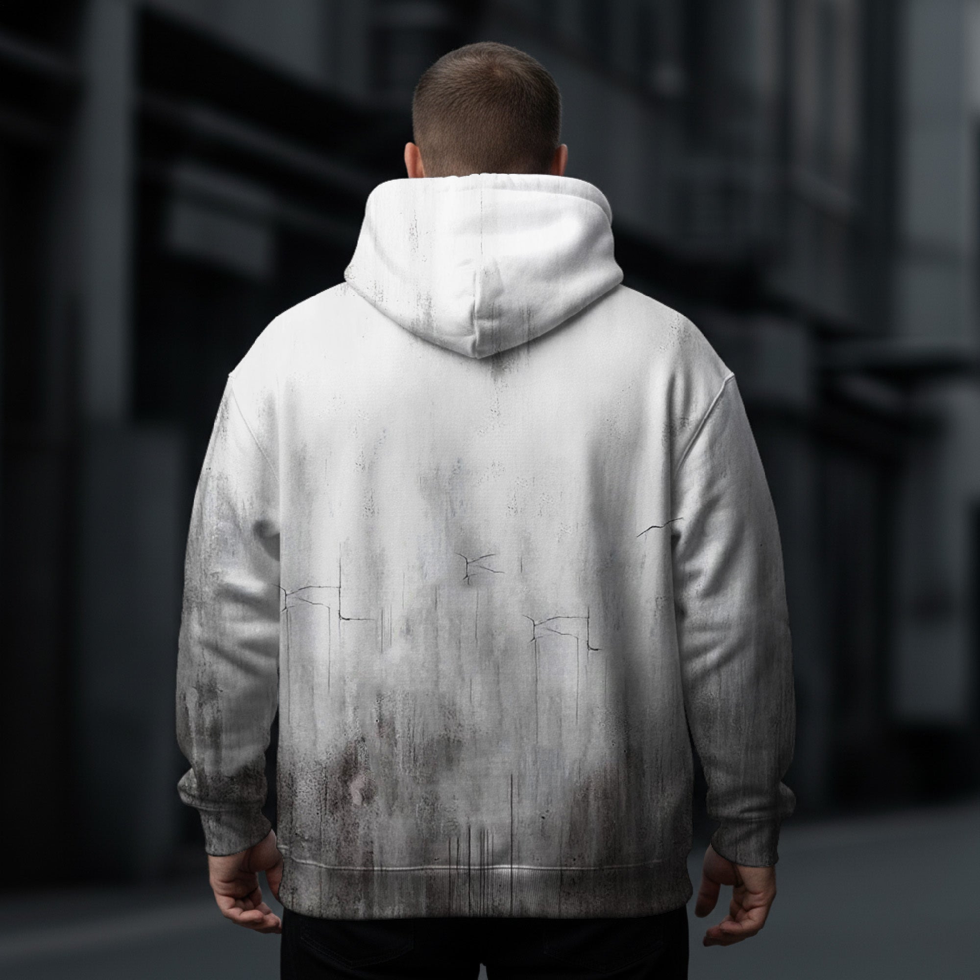 3D Broken Relief Men's Large Size Hooded Sweatshirt