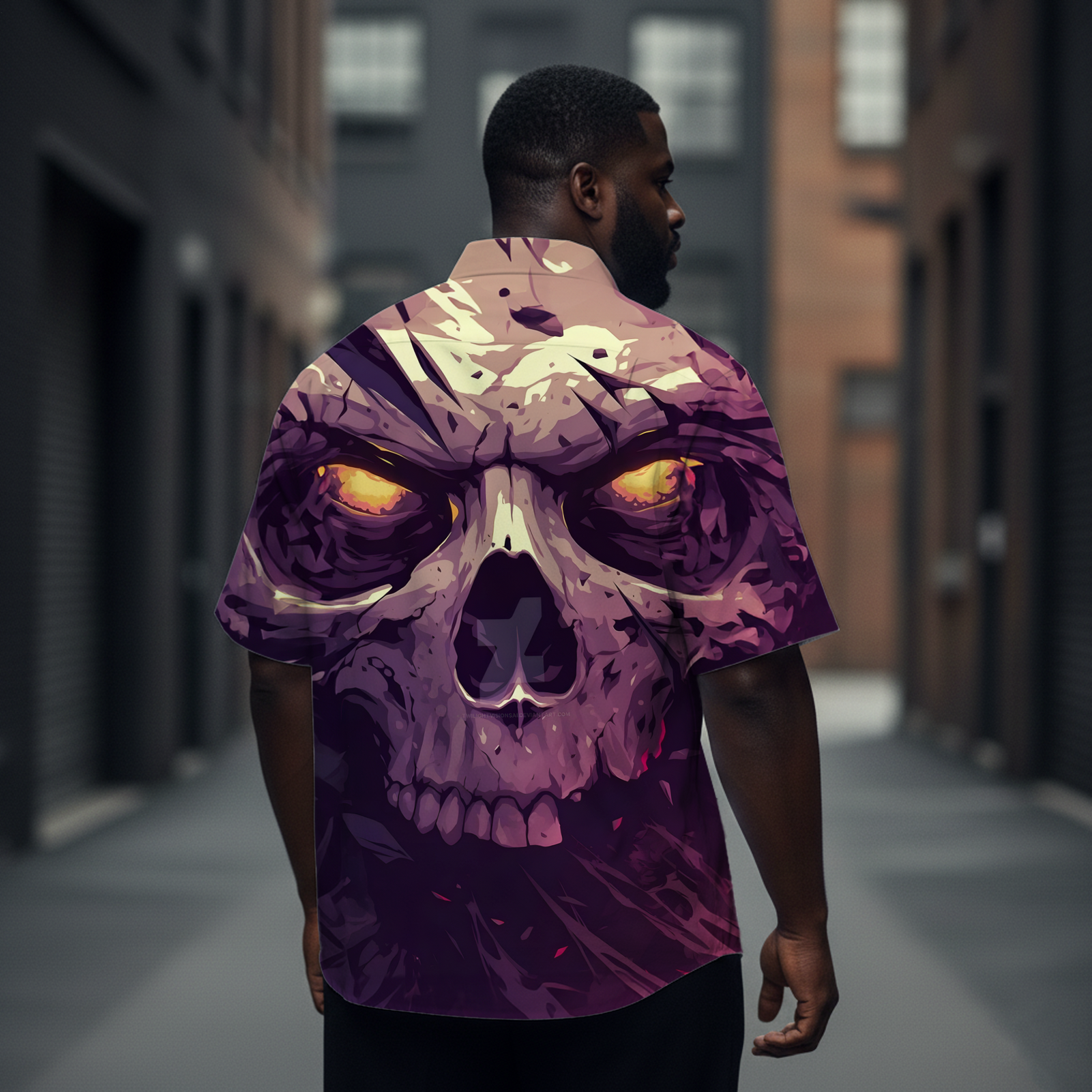 Men's Dark Skull Art Short-Sleeve Shirt